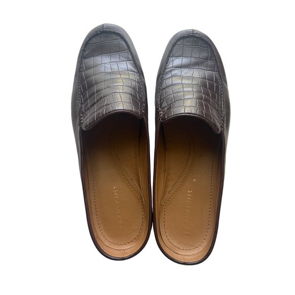Easy Spirit, Leather, Brown Croc Pattern Mules, Size 8.5 M - Picture 4 of 7